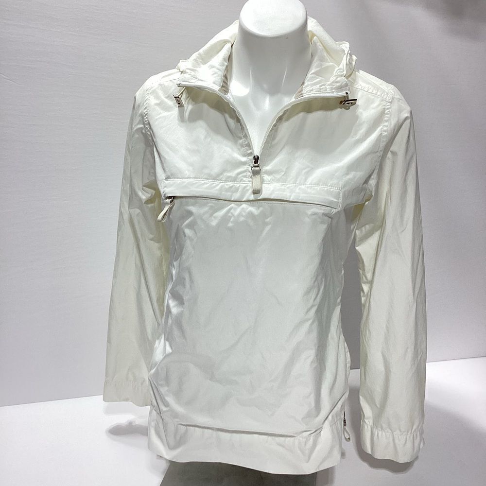 Banana Republic Cream White Pullover Hooded Windbreaker Running Jacket Size S